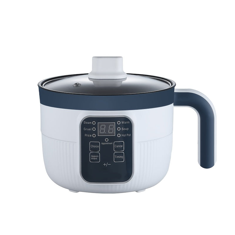 Multifunctional Electric Cooking Pot, Smart Mini Steamer and Frying Pan with 6 Cooking Modes, Double-Layer Non-Stick Interior and Overheat Protection, All-in-One Cooker for 1-2 People