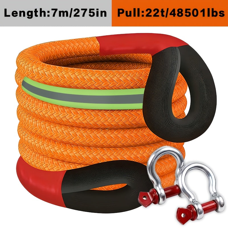 Nylon Kinetic Recovery Rope, Listed 7/8-Inch Diameter with 14.5, 16.4, 23 or 30-Foot Length Options, Bow Shackle and Storage Bag References for Vehicle Equipment