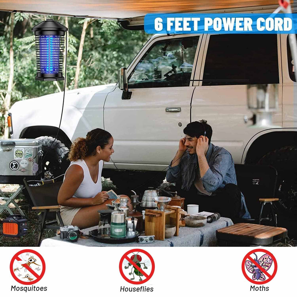 Plug-In Electric Bug Zapper in Black with Listed 18W 365nm Bulb and 4000V Grid, 6ft Cord, Hanging Hook, Removable Collection Tray, Screwdriver and Cleaning Brush