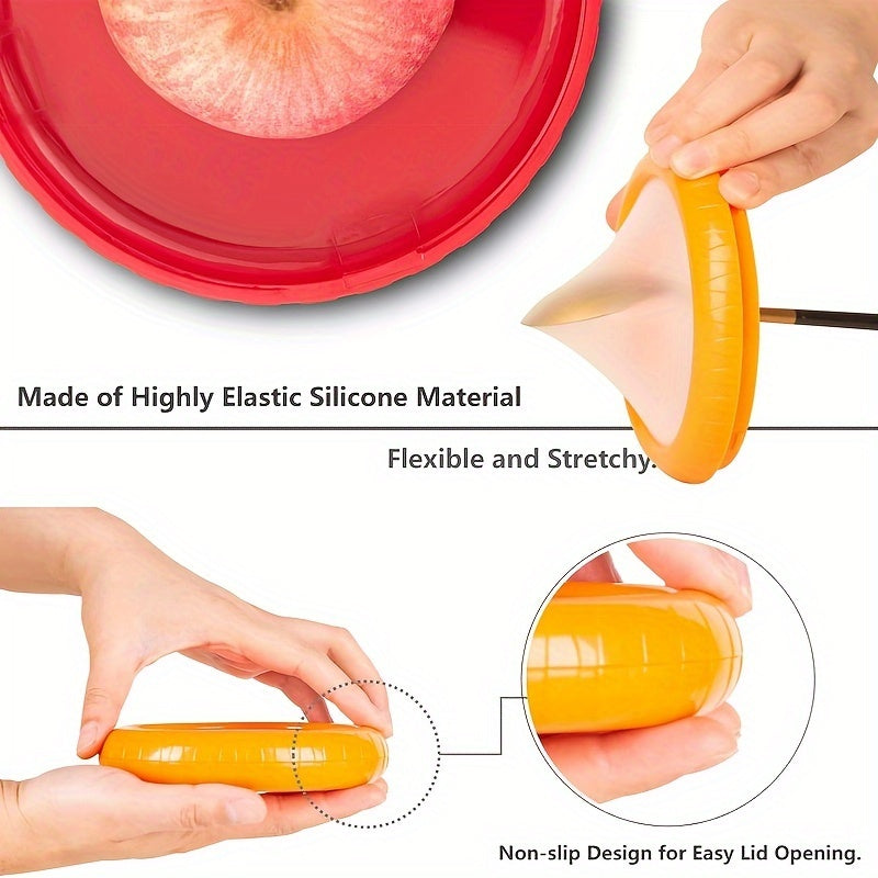 Fruit and Vegetable Storage Holders, 4-Piece Reusable Silicone Fridge Pod Set for Compatible Avocado, Tomato, Onion and Lemon Kitchen Organization