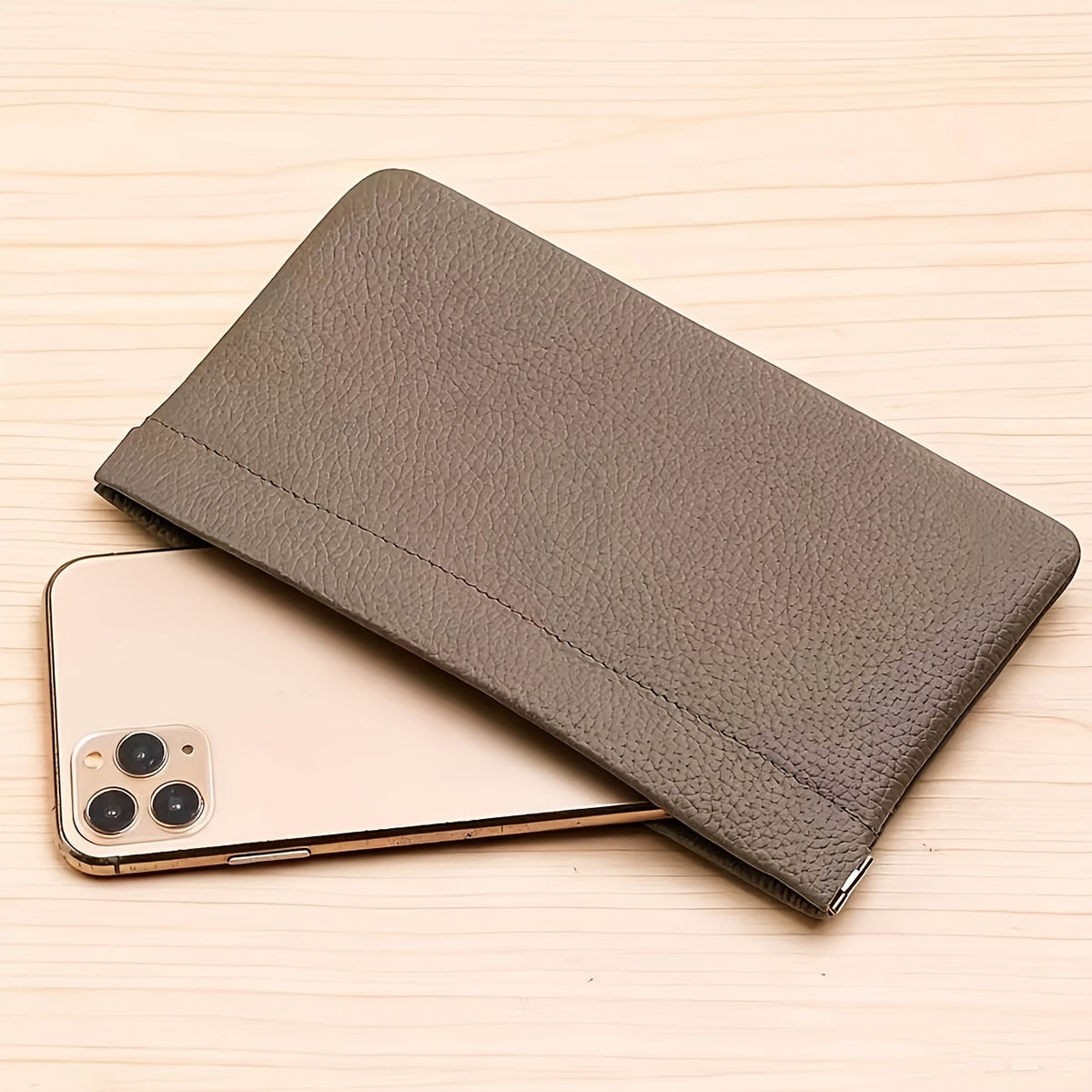 Self-Closing Leather Pouch by GERUOLA with Long Wallet, Small and Short Style Options for ID Cards, Cables and Everyday Bag Organization in Multiple Colors