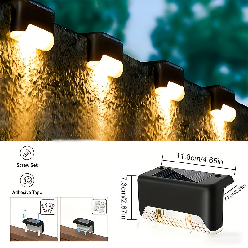 Solar LED Deck Light Multipack with Automatic On-Off, 32 or 64 Piece Options in Black, White or Brown for Patio, Fence, Outdoor Stair and Garden Decoration