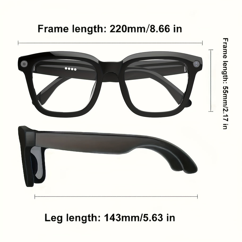AI Camera Glasses in Black with Photochromic Lens Option, Listed 8MP Camera, 320mAh Battery, Touch-Control Audio, Calls and Translation for Travel and Work