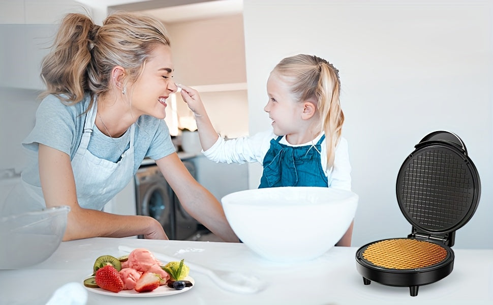 Ice Cream Waffle Cone Maker 6.8-Inch, Electric Nonstick Waffler Iron with Overheat Protection for Homemade Ice Cream Cones, Dessert Bowls and Parent-Child Baking Activities, Kitchen Appliance for Kids and Family