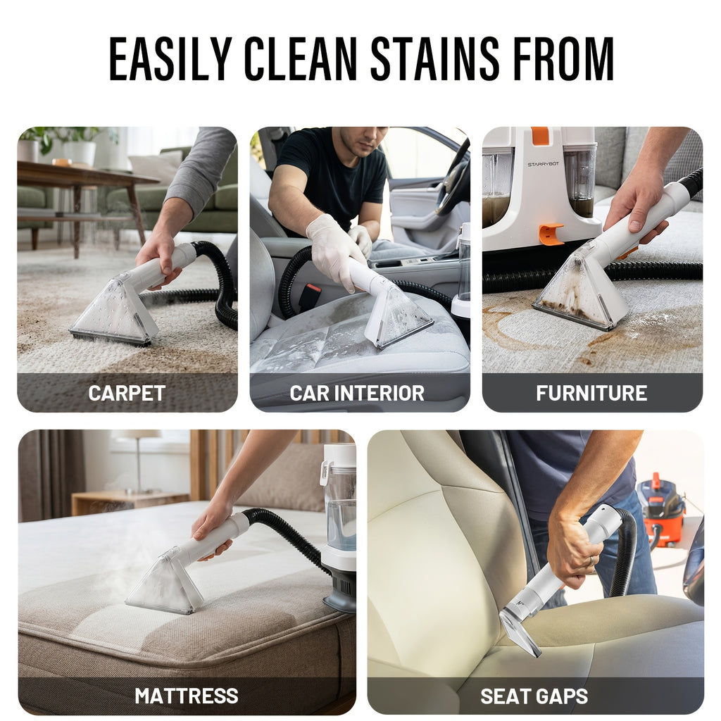 Portable Carpet and Upholstery Cleaner C-AC2501-1 with Listed 500W Power and 30kPa Suction for Compatible Couch Fabrics, Rugs, Stairs and Car Interior Spot Cleaning
