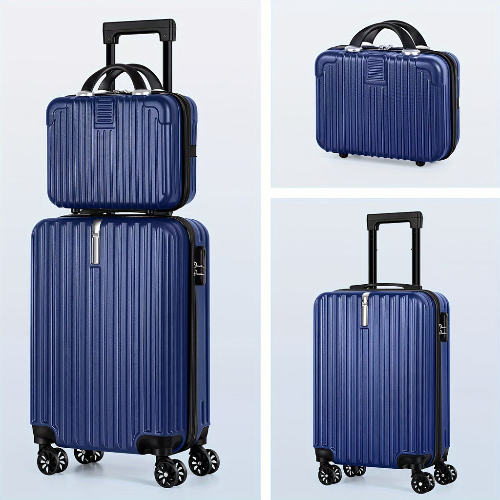 Hardside Carry-On Luggage Set with 20-Inch Spinner Suitcase and 14-Inch Cosmetic Case, ABS and PC Shells, Combination Lock and Four Travel Color Choices