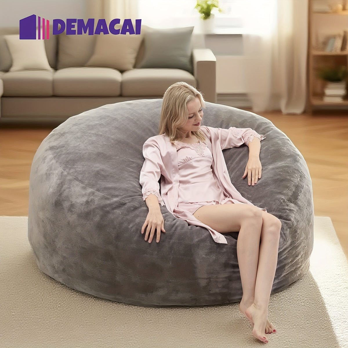 Memory Foam Bean Bag Chair for Adults with Dutch Velvet Cover, Four Size Options and Eight Colors for Living Room Lounging and Bedroom Seating