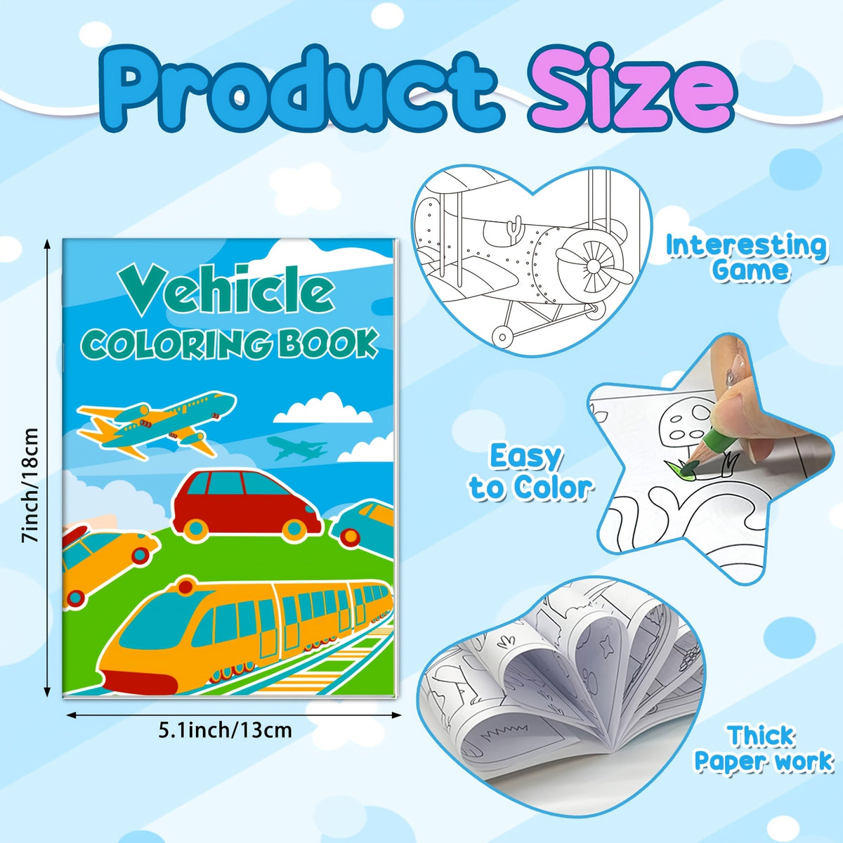 Mini Coloring Books for Kids, 48-Pack Bulk Party Favors with Summer, Christmas and Car Themes for Birthday Goodie Bags and Classroom Coloring Activities
