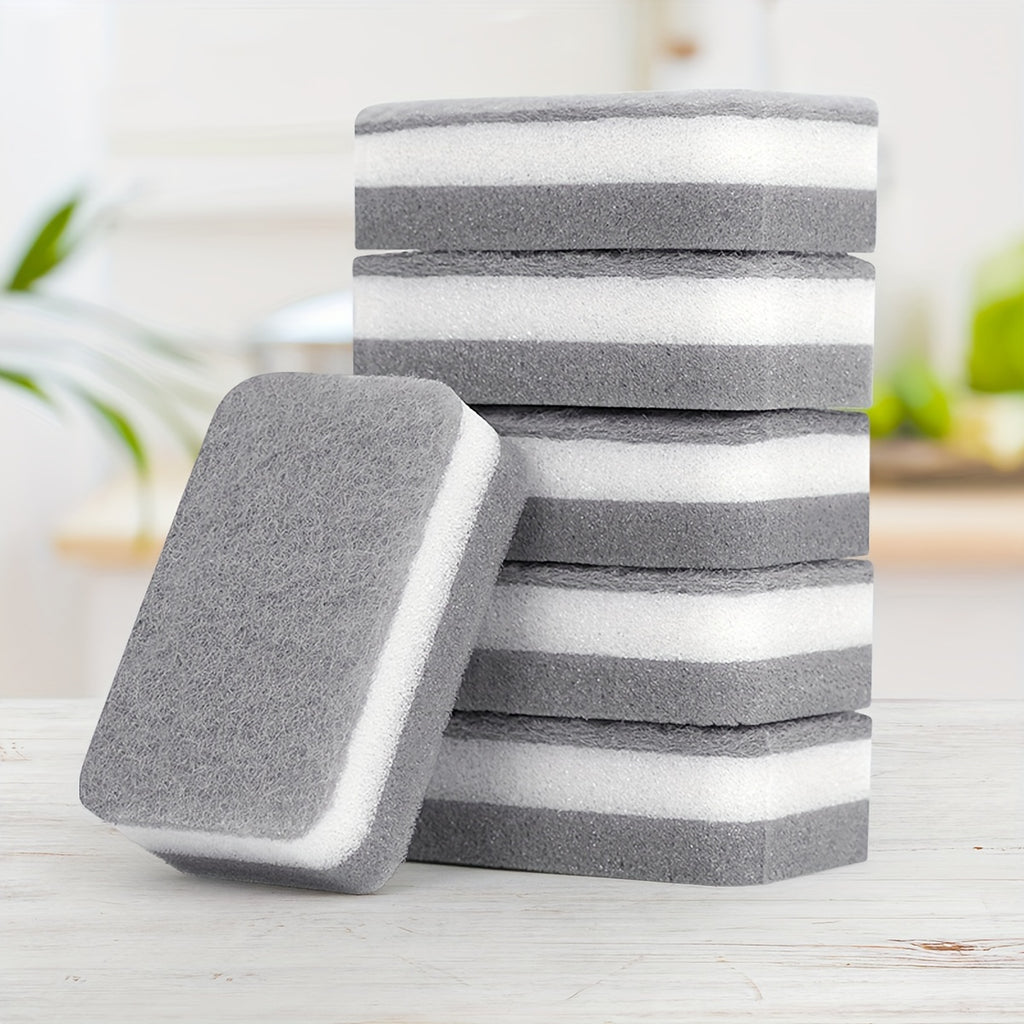 Gray and White Kitchen Sponges, Ten-Piece Double-Sided Dishwashing Pack with Different Scrubbing and Wiping Textures for Compatible Cookware and Kitchen Surfaces