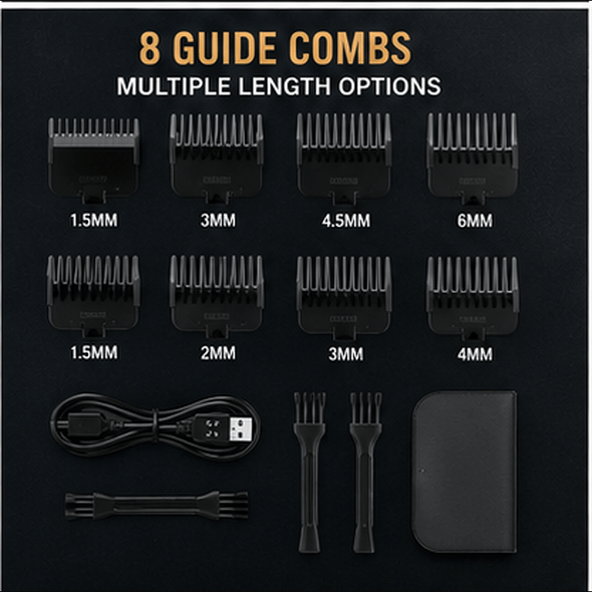 USB Rechargeable Hair Clipper and Trimmer for Men with LCD Display, Cordless Grooming Tool with Black A, Black B and 8-in-1 Gift Box Options
