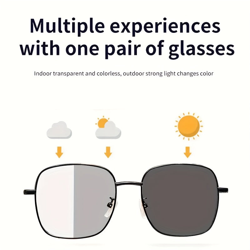Auto-Tint AI Translation Glasses with Listed 164-Language Support, Calling and Music Playback, Black Metal or UF05 Gold and Silver Lens Options