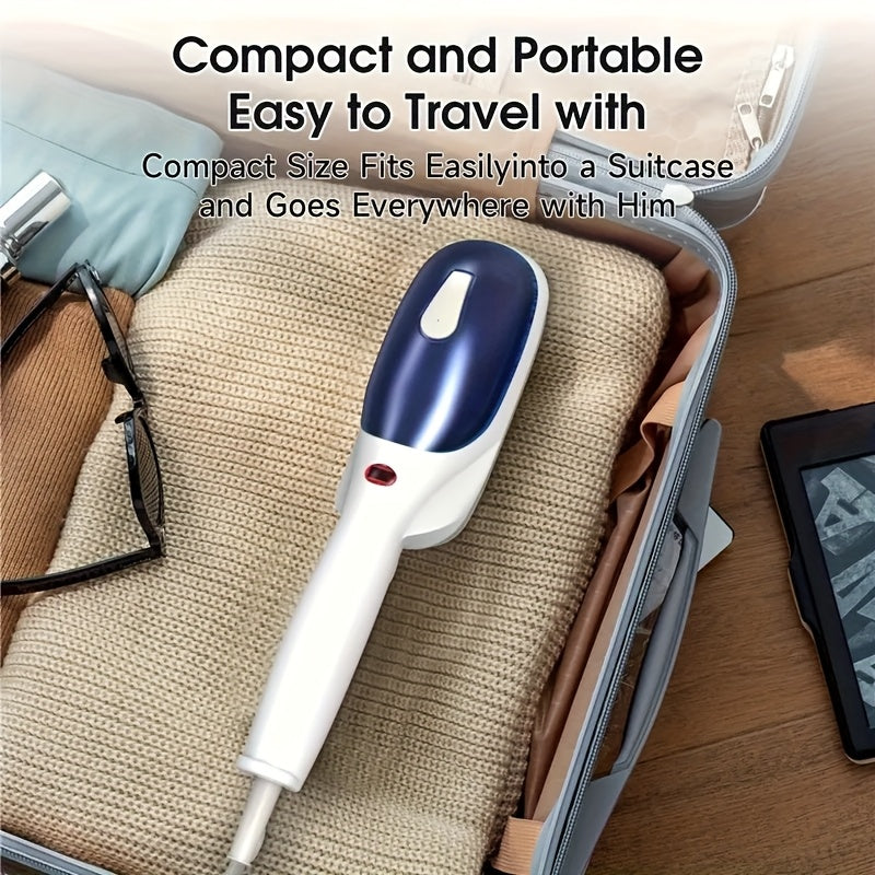 Green Handheld Steam Iron with Horizontal and Vertical Steaming and Dry Ironing, Portable Garment Wrinkle Care Tool for Home, Office and Travel