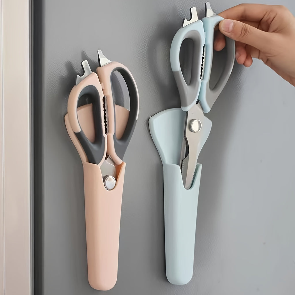 Detachable Kitchen Shears with Magnetic Holder, 7-in-1 Stainless Steel Food Scissors for Meat and Fish Prep, Bottle Opening and Everyday Home Cooking