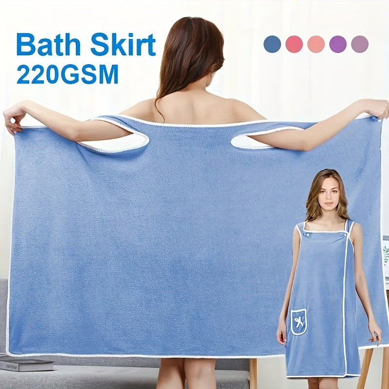 Strapless Bath Towel Wrap with Bow-Knot Closure, 100% Polyester Coral Fleece Fabric, Small and Large Size Options for Adult Bath and Beach Routines