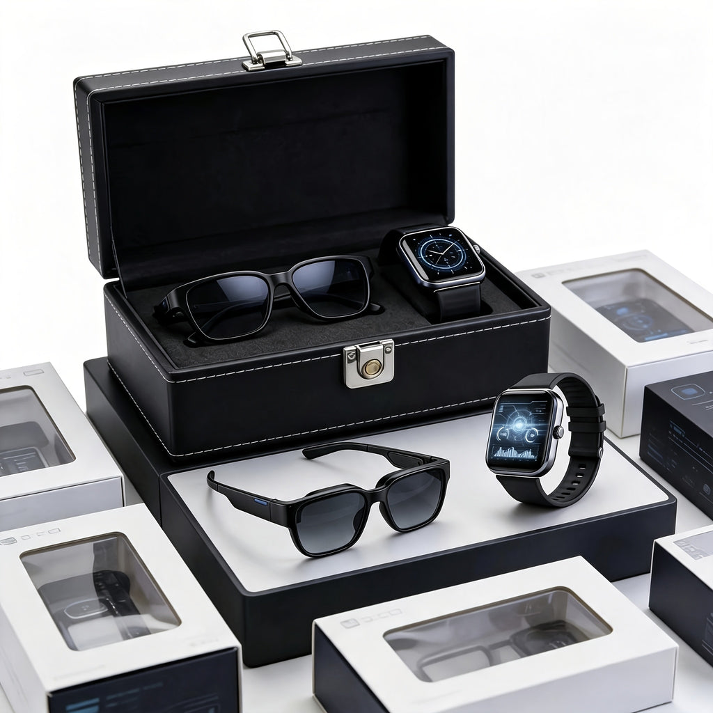 AI Translation Glasses and Touchscreen Smartwatch Set, 164 Languages, Unisex Audio Eyewear with Music Playback and Multiple Sports Modes for Office and Travel