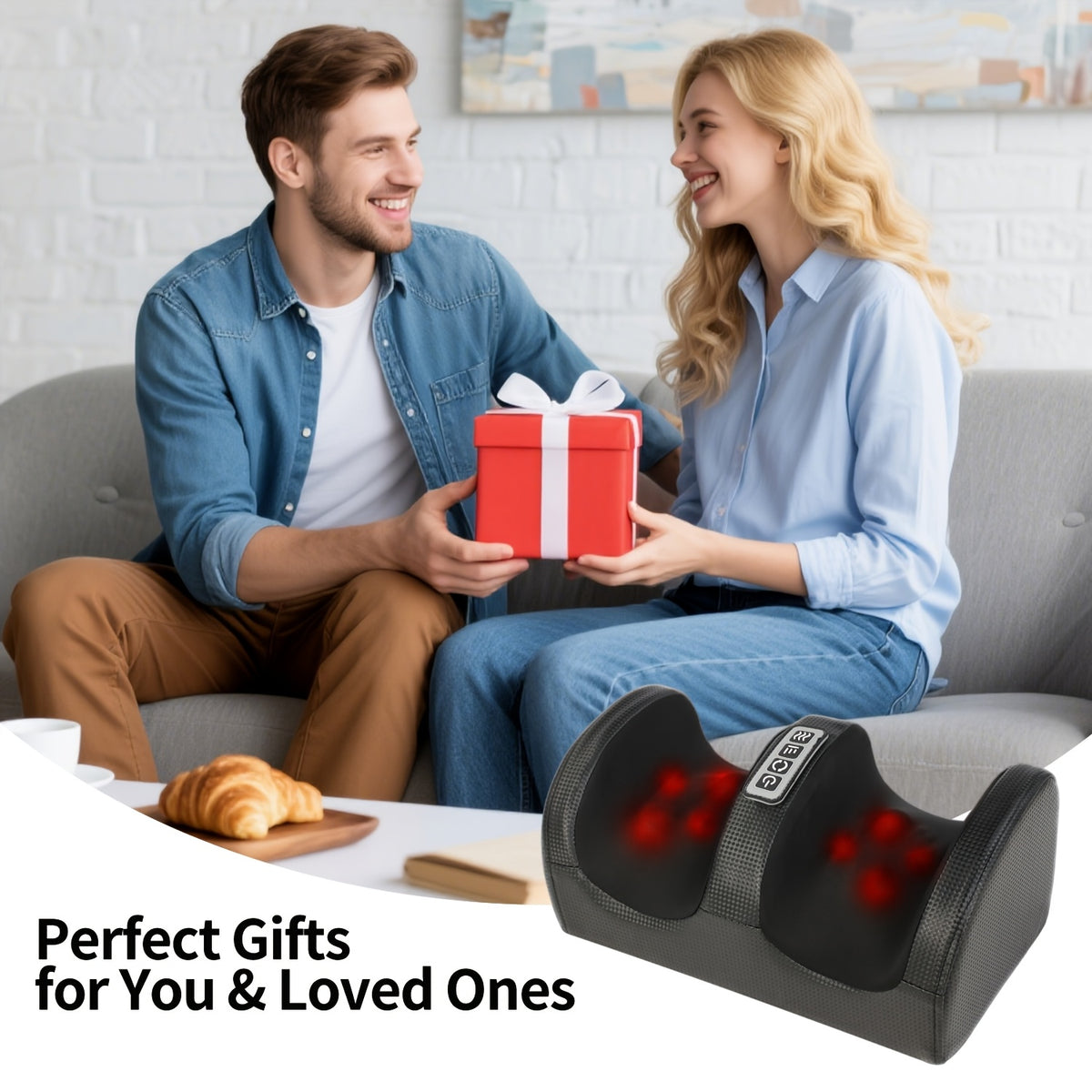 Foot Massager with Heat for Feet, Legs and Arms, Deep Kneading and Pressing Massage for Home Office Relaxation, Birthday and Holiday Gifts