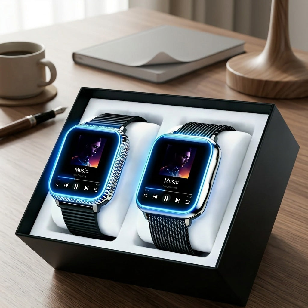 Daily Wear Touchscreen Smartwatch with Listed Fitness Tracking, Music Control and Wireless Call and Message Notifications, One- or Two-Watch Options for Men and Women