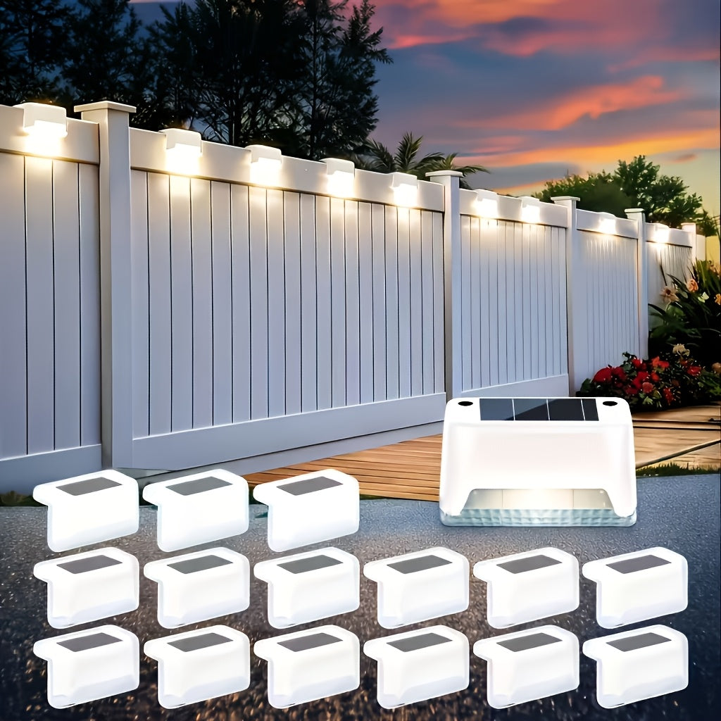 Solar LED Deck Light Multipack with Automatic On-Off, 32 or 64 Piece Options in Black, White or Brown for Patio, Fence, Outdoor Stair and Garden Decoration