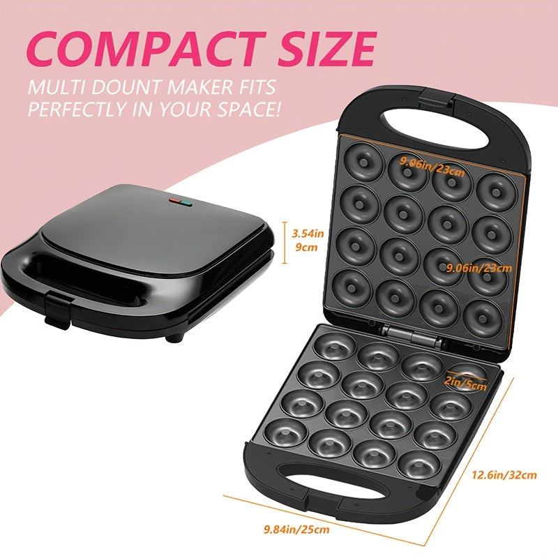 Donut Maker 16-Hole Dual Heating Electric Baking Machine, Precise Temperature Control Pancake and Cake Maker for Family Breakfast, Snacks and Desserts, Multi-Functional Home Donut Baker for Kids and Baking Stores