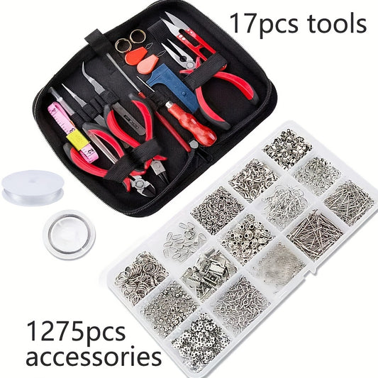 Jewelry Making and Repair Tool Set with Listed Portable Handbag Design, Tool-Only or Metal Accessory Option for DIY Necklace, Bracelet and Earring Projects