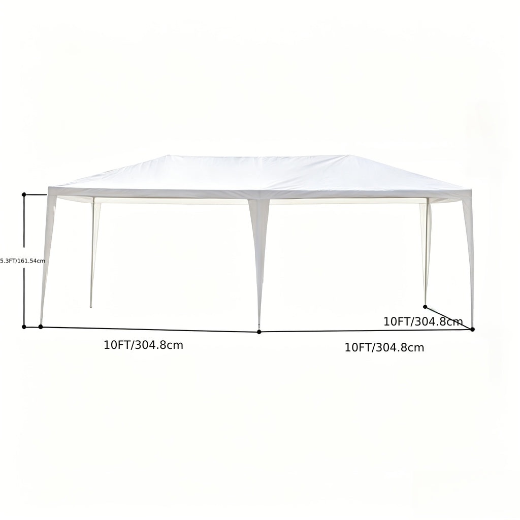 Backyard Event Tent with Listed 10x20ft Footprint, White Four- or Six-Side Options and Without-Cloth Label for Fair-Weather Party, Wedding and Market Setup