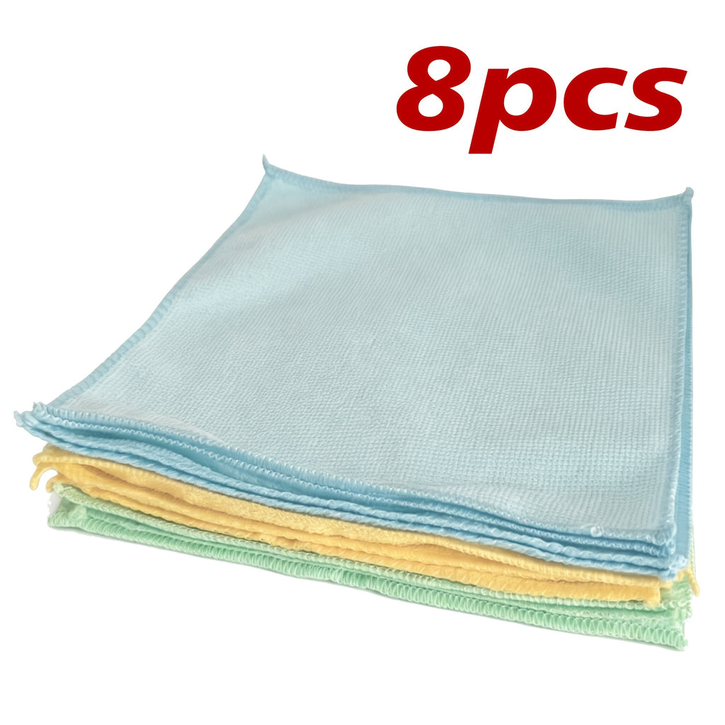 Random-Color Microfiber Cleaning Cloths in Eight, Sixteen or Thirty-Two Piece Options, Reusable Household Wipes for Compatible Kitchen, Car and Furniture Surfaces