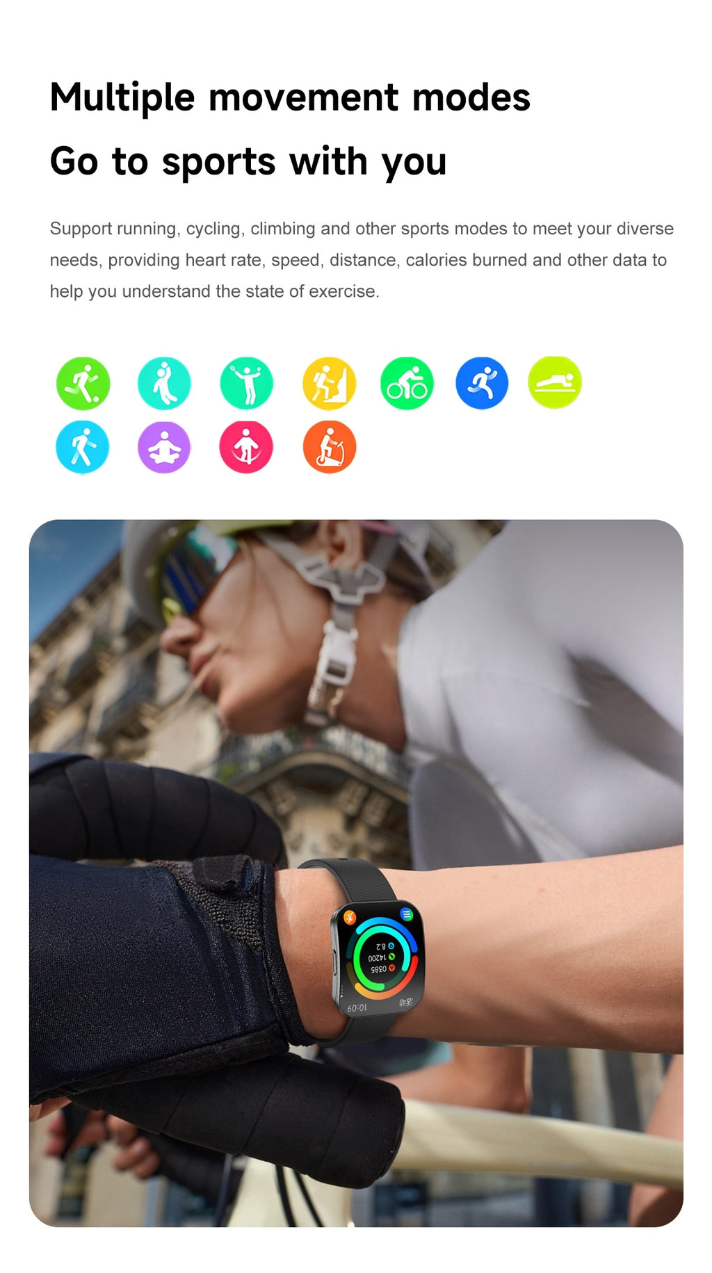 Curved Touchscreen Smart Watch, 1.85-Inch Calling Watch with Message Reminders, Multiple Sports Modes, Camera and Music Controls for iPhone and Android