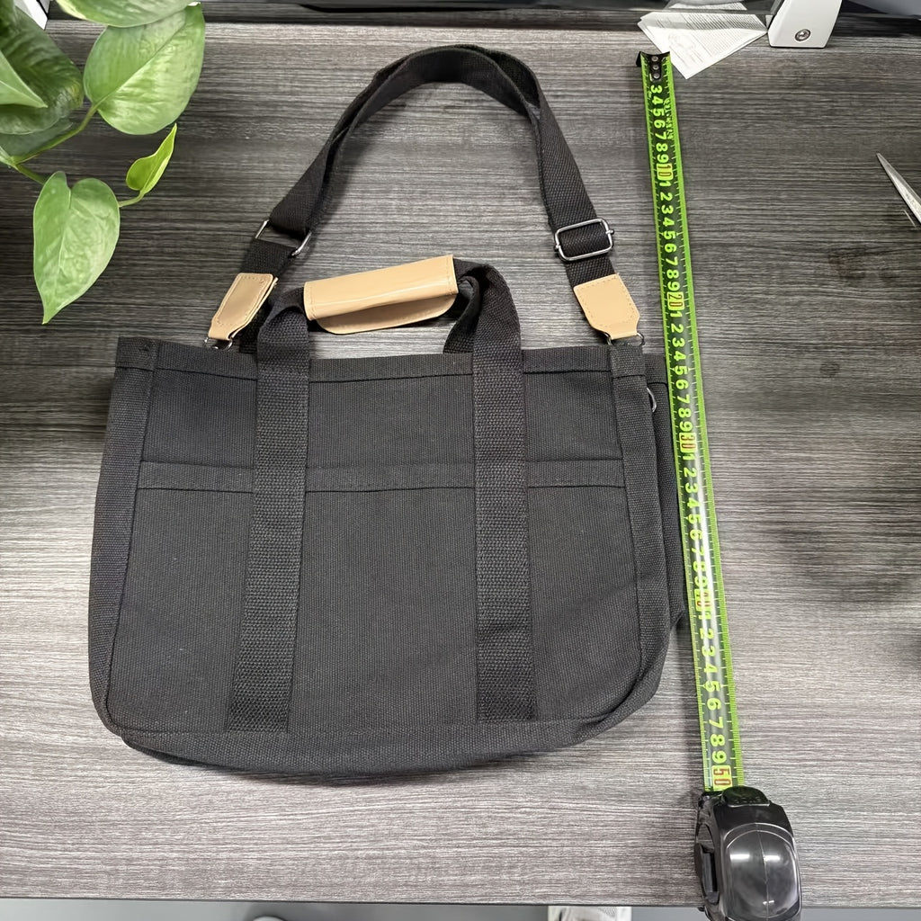 Compartment Shoulder Tote Bag with Listed Multi-Pocket Design and Carry Handles, Blue, White, Black and Pink Style Options for Everyday Errands and Casual Outings