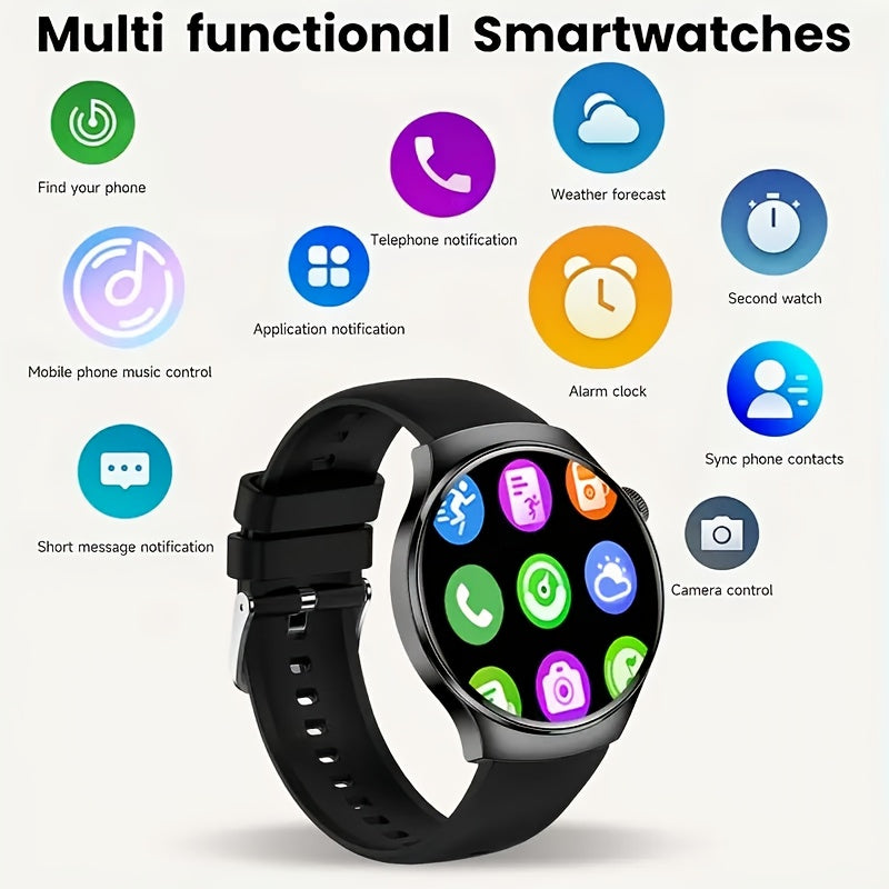 OLED Touchscreen Calling Smartwatch with 2.01-Inch Display, Message Alerts, Step and Calorie Tracking, Music and Photo Controls in Business Black or Silvery