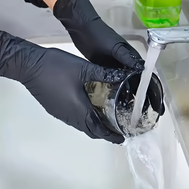 Black Nitrile Cleaning Gloves in a 30-Piece Pack, Lightweight Disposable Household Gloves with S, M, L and XL Options for Kitchen Cleanup and Home Tasks