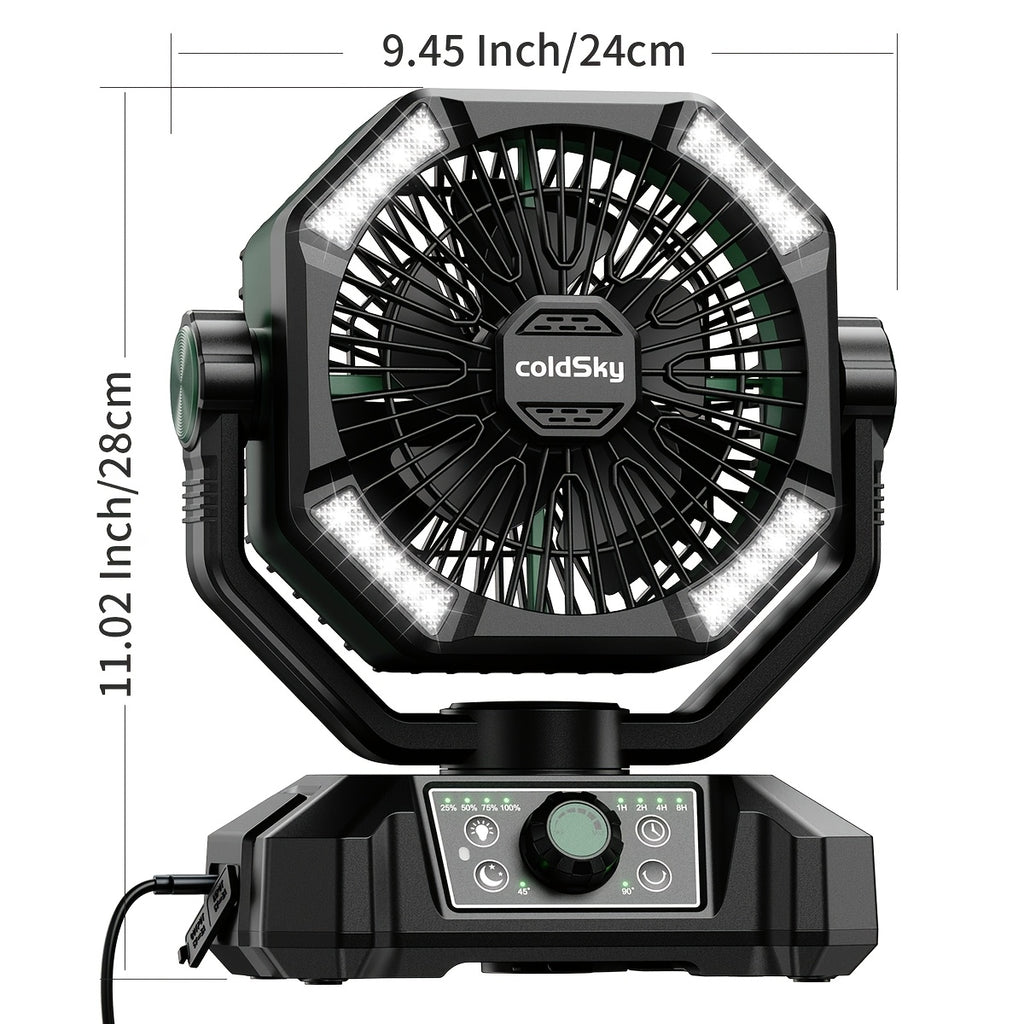 Eight-Speed Camping Fan with Remote Control, Dual Motors and USB Rechargeable Lithium Battery in Three Color Combinations for Campsites, Yard BBQs and Travel