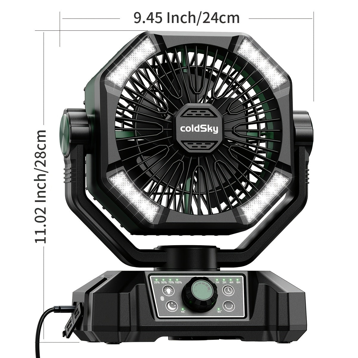 Eight-Speed Camping Fan with Remote Control, Dual Motors and USB Rechargeable Lithium Battery in Three Color Combinations for Campsites, Yard BBQs and Travel