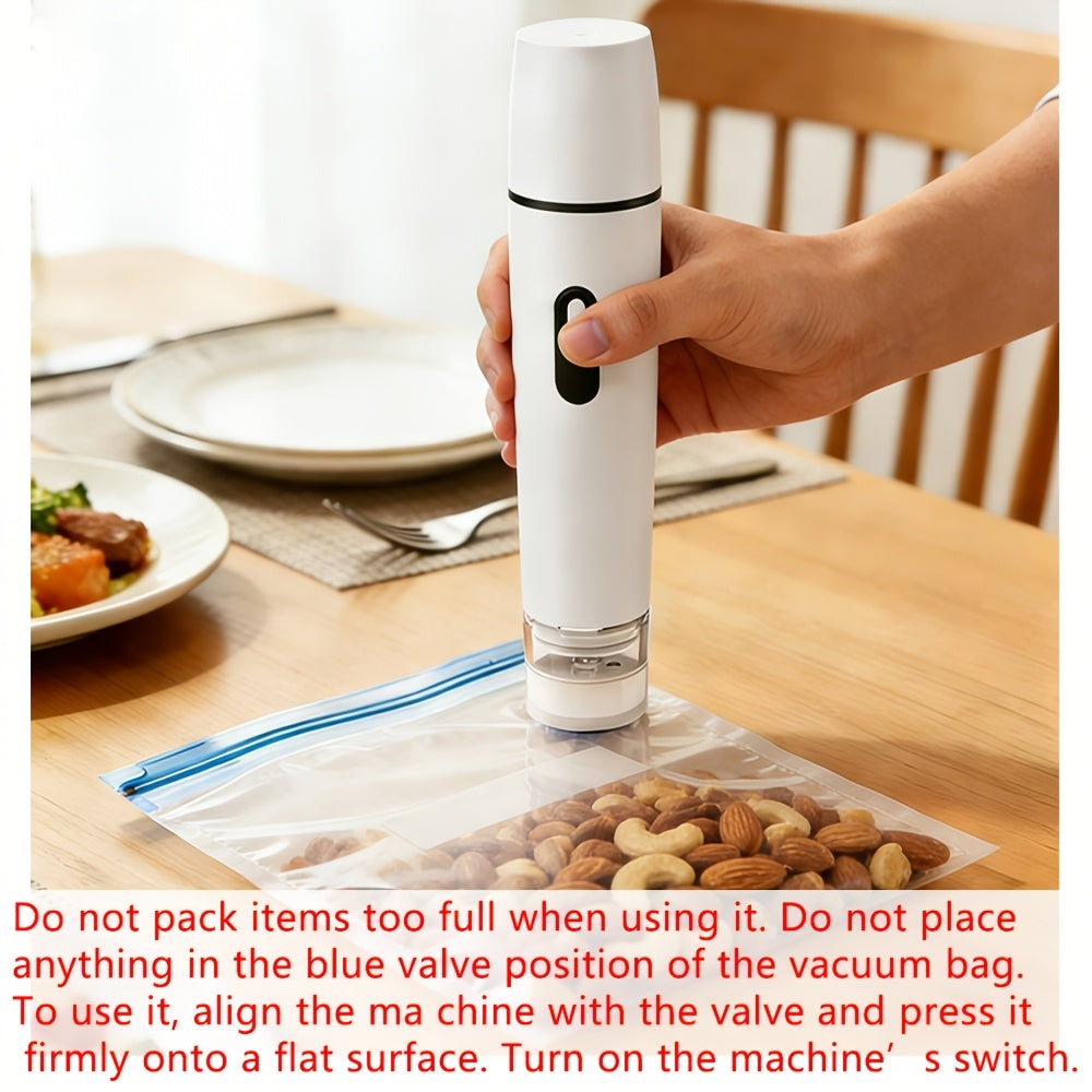 Handheld Vacuum Sealer Machine with 15 Vacuum Bags, Powerful Portable Food Vacuum Sealer for Food Storage and Preservation, Rechargeable Vacuum Sealing Machine for Kitchen and Travel