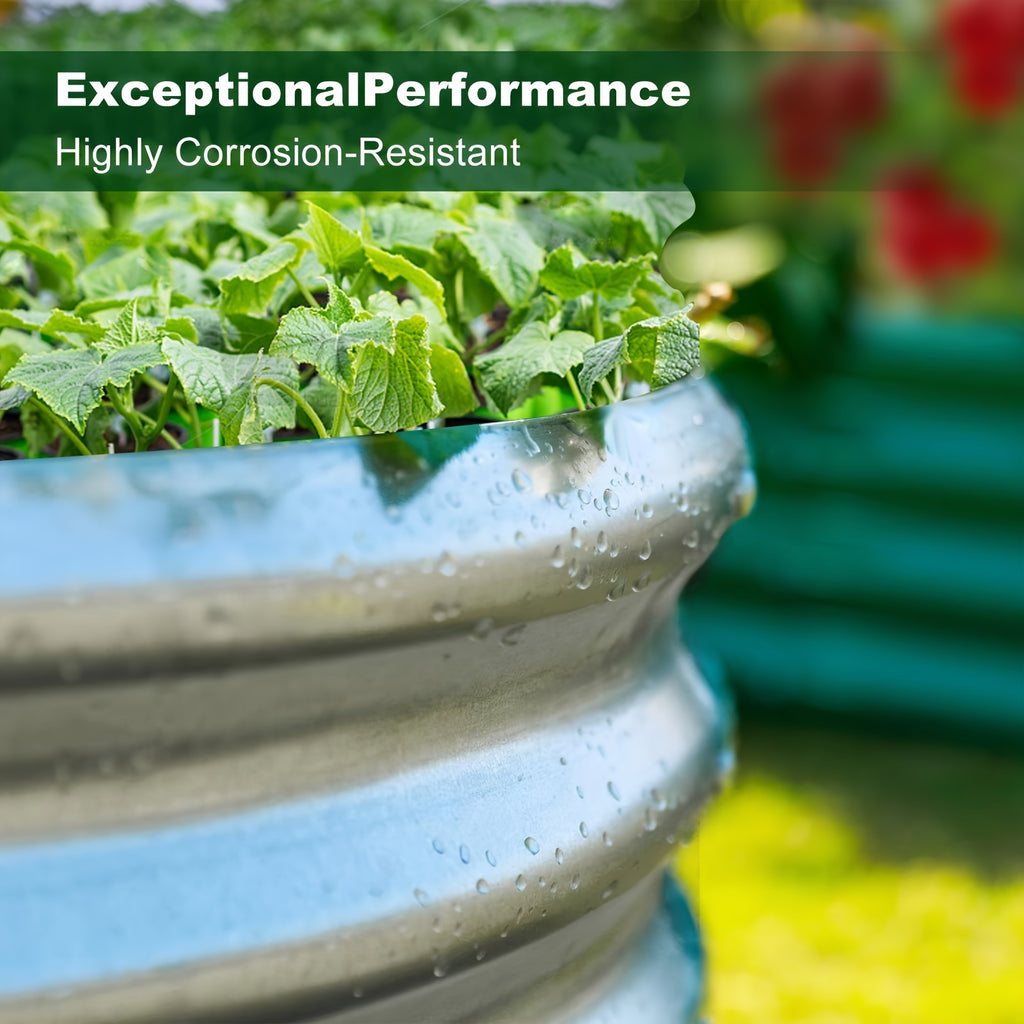 1/2pcs Galvanized Raised Beds for Outdoor, Oval Raised Garden Bed, Planter Raised Boxes with Open-Ended Base, Large Metal Raised Planter Beds for Vegetables, Flowers, Tool-Free Assembly