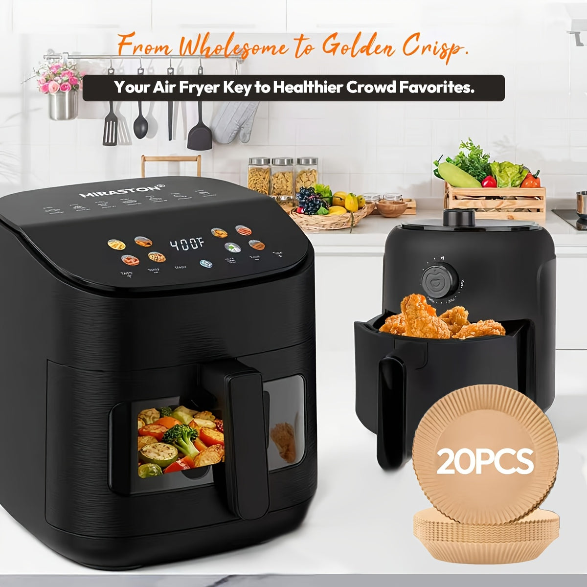 Viewing Window Air Fryer with Listed Angled Color Touchscreen and 8 Cooking Presets, 2.8QT or 6.8QT Options for Everyday Meals, Snacks and Family Gatherings