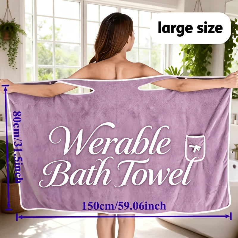 Strapless Bath Towel Wrap with Bow-Knot Closure, 100% Polyester Coral Fleece Fabric, Small and Large Size Options for Adult Bath and Beach Routines