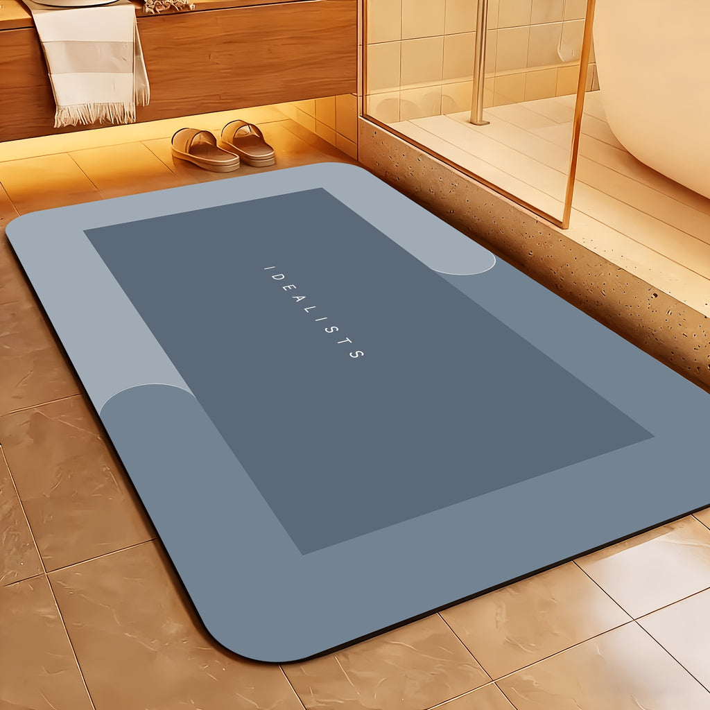 Quick-Dry Bath Mat, Soft Diatomite-Design Absorbent Bathroom Floor Accessory in Black, Blue or Pink with Three Sizes for Shower-Side, Tub-Side and Doorway Placement