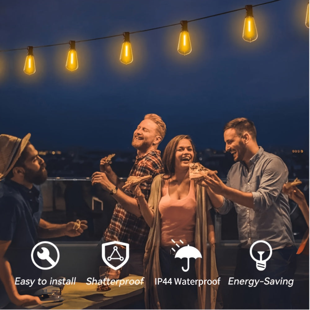 Edison Patio String Lights 100FT with Shatterproof ST38 Bulbs, 2700K Warm White Dimmable Connectable Hanging Lights for Garden, Bistro and Wedding Decor
