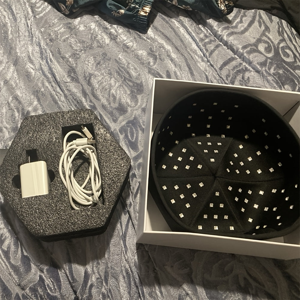 Red Light Therapy Cap with 120 LEDs, 660nm Red and 830nm Near-Infrared Light, Black or Gray Wearable Scalp Care Device for Adult Home Routines