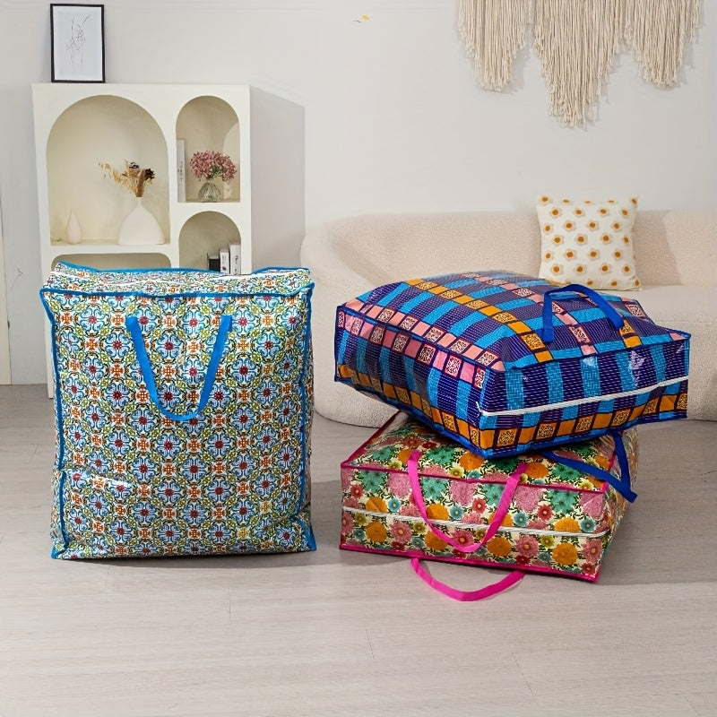 Reusable Moving and Storage Bag with Zipper, Single Large-Size Organizer in Six Colors for Clothes, Bedding, Closet Sorting and Seasonal Holiday Decorations