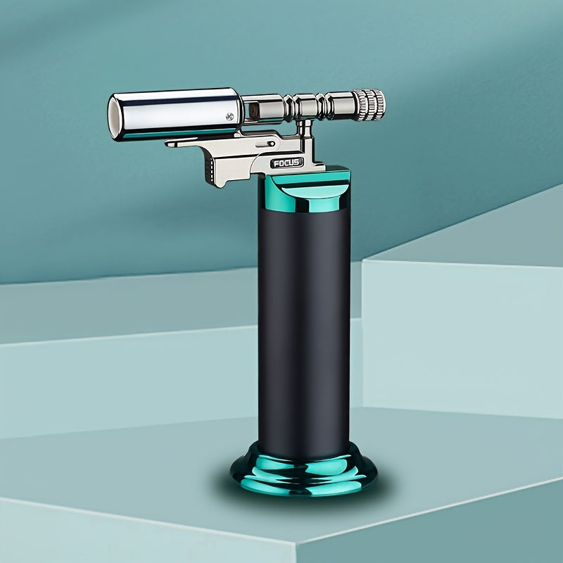 Refillable Torch Lighter, Gas Not Included, Adjustable Flame Reference in Black or Bohemian Options for Adult Barbecue, Camping and Kitchen Equipment