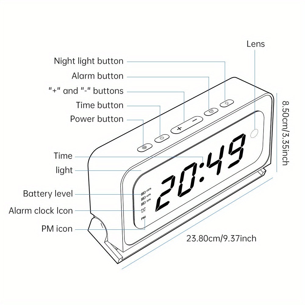 WiFi Clock Camera with 2K Video, Indoor Home Monitoring Camera with Motion Detection, Full Color Night Vision and Two-Way Talk in Ivory White