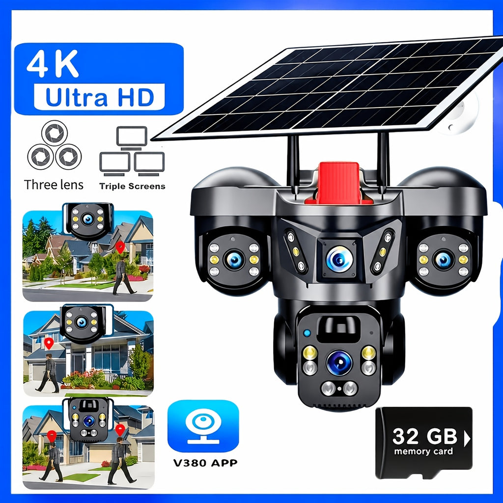 355° PTZ Outdoor Security Camera with 2.4GHz WiFi, Color Night Vision, PIR Sensor, Auto Tracking and Two-Way Audio, Solar and 4K-Labeled Options