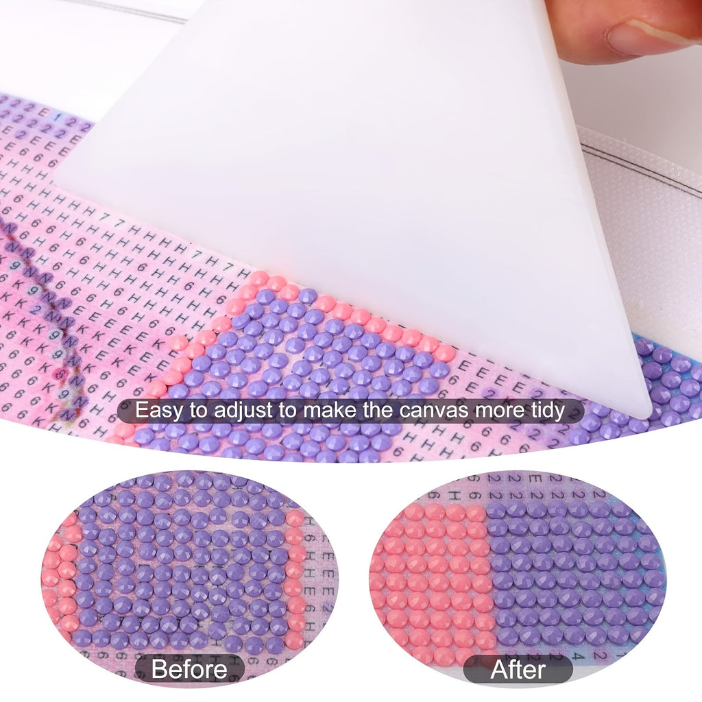 Diamond Painting Ruler Set, Six-Piece Craft Guide with Listed Stainless Steel Mesh and Cross Flower Hole Drawing Options for DIY Diamond Art Projects