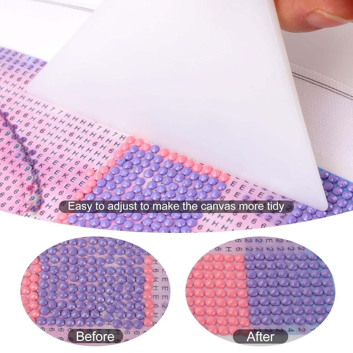Diamond Painting Ruler Set, Six-Piece Craft Guide with Listed Stainless Steel Mesh and Cross Flower Hole Drawing Options for DIY Diamond Art Projects