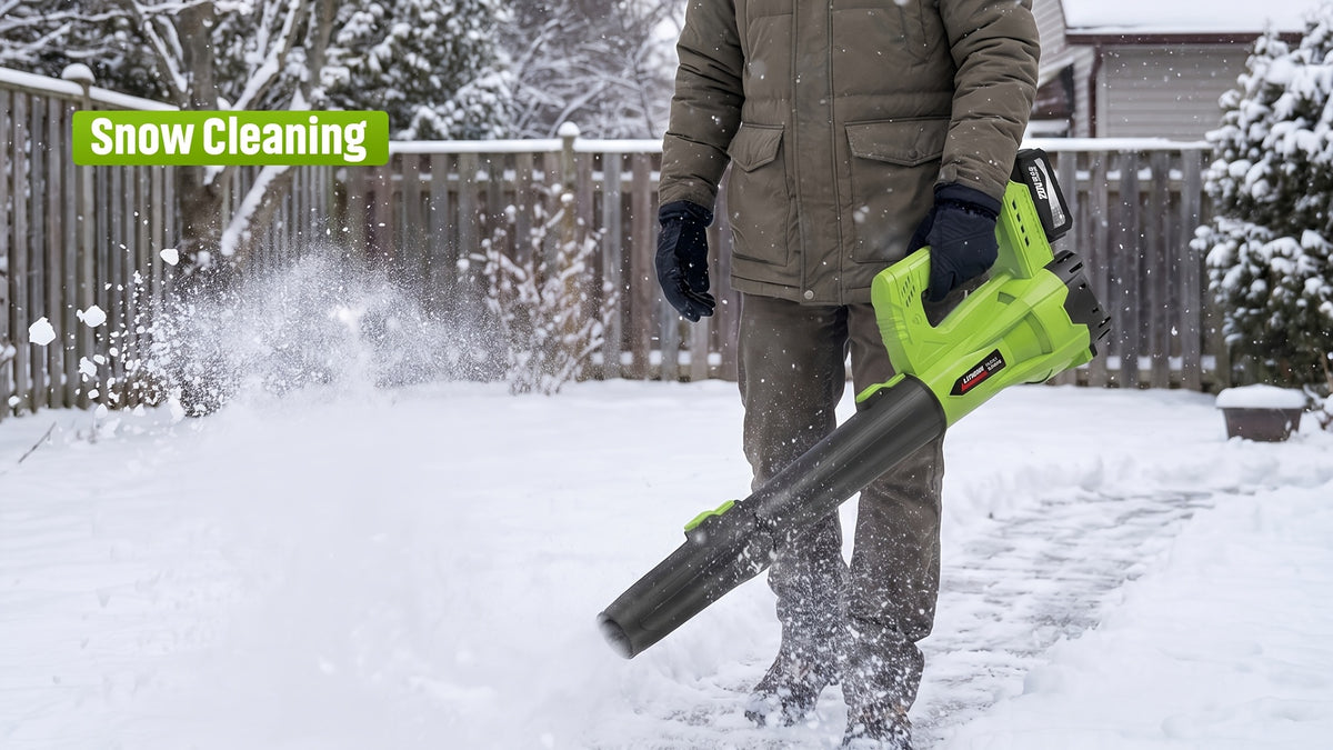 Extension Nozzle Leaf Blower with Non-Slip Handle, Green 4000mAh or Yellow 2000mAh One- and Two-Battery Options for Outdoor Leaf Cleanup and Yard Maintenance
