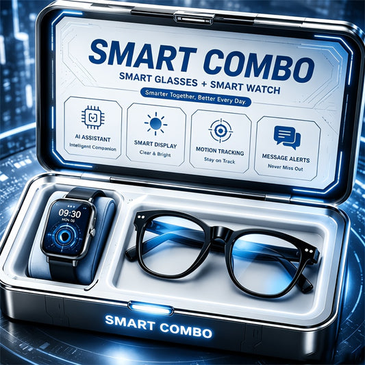 Multilingual Translation Glasses and Touchscreen Smartwatch Set, AI Smart Wearable Combo with Touch Control and Standard or Flagship Upgrade Options