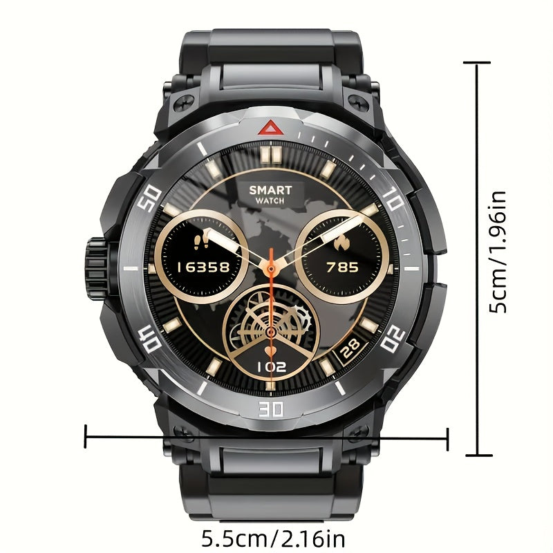 Smart Watch with Built-In Earphones, Listed 1.46-Inch IPS Touchscreen and 100+ Sports Modes, Black Fitness Tracker with Strap for iPhone and Android Phones