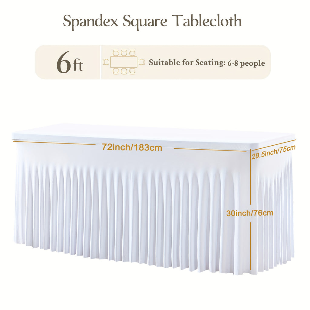 Fitted Spandex Tablecloths Two-Pack for 6-Foot Rectangular Tables, Polyester Blend Covers in Nine Color Options for Wedding Desserts, Banquets and Parties