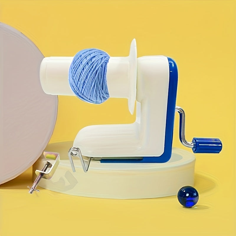 Manual Yarn Ball Winder in Blue, Single Craft Yarn Winding Tool for Preparing Suitable Wool and Yarn for Hand Knitting, Crochet Projects and Home Craft Organization